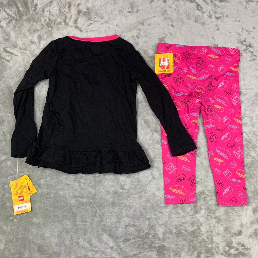 NEW LEGO Girls 2-Piece Outfit Set Size 3T Pink Black Play It Cool Shirt Leggings